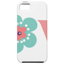 Turquoise and Pink Flower Love iPhone 5 Cover