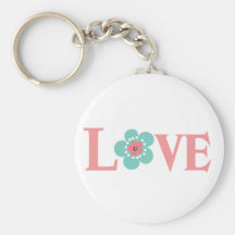 Turquoise and Pink Flower Love Key Chains