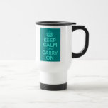 Turquoise and Teal Keep Calm and Carry On Mugs