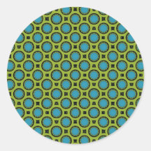 Turquoise and Yellow Round Stickers