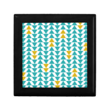 Turquoise and Yellow Triangles Trinket Box