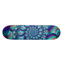 Turquoise Blue Balls Fractal Pattern Skateboard Deck