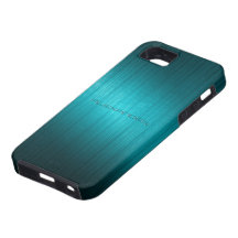 Turquoise-Blue Metal Look Pattern-Monogram