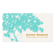 Turquoise Blue Tree Holistic Healer Naturopath Business Card Template