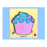 Turquoise Blueberry Frosted CUPCAKE POSTCARD