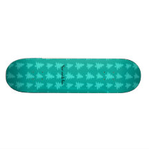 Turquoise christmas trees pattern skateboard deck