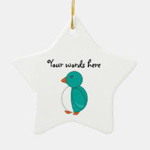 Turquoise cute penguin christmas ornament