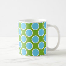 Turquoise Dots on Green Mug