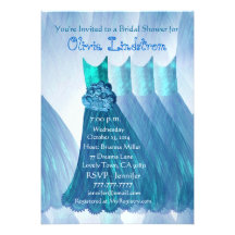 TURQUOISE Dresses Bridal Shower Metallic Custom Invitations
