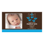 Turquoise Elephants Baby Girl Birth Annoucement Customized Photo Card