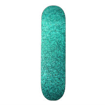 Turquoise faux glitter graphic skate board decks