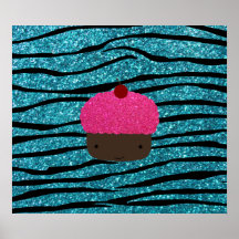 Turquoise glitter pink glitter cupcake posters