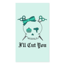 Turquoise Hair Accessory Skull -Scissor Crossbones Business Card Template