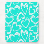 Turquoise hearts mousepad