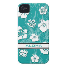 Turquoise Hibiscus Case-Mate ID™ Apple 4/4S Cover Case-Mate iPhone 4 Case