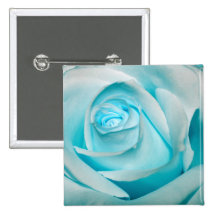 Turquoise Ice Rose Pinback Button