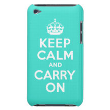 Turquoise Keep Calm and Carry On Barely There iPod Cover
