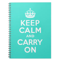Turquoise Keep Calm and Carry On Note Books