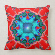 Turquoise Medallion on Red American MoJo Pillow