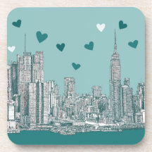 Turquoise NYC hearts Coasters
