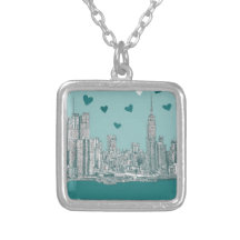 Turquoise NYC hearts Personalized Necklace