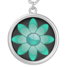 Turquoise Peace - Round Sterling Silver Necklace