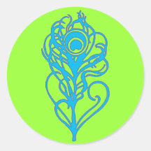 Turquoise Peacock Feather Sticker
