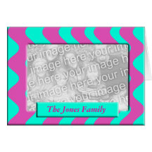 turquoise pink photo frame greeting cards