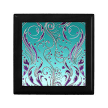 Turquoise Purple swirl Trinket Boxes