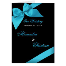 Turquoise Ribbon Wedding Invitation Announcement Card