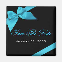 Turquoise Ribbon Wedding Invitation Save The Date Refrigerator Magnets