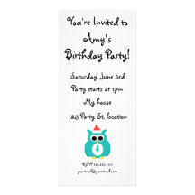 Turquoise santa owl invitation