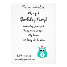 Turquoise santa owl personalized invite