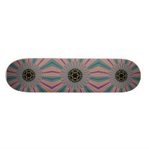 Turquoise Striped Sunburst Fractal Skate Decks