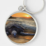Turtle at Sunset Key Chain