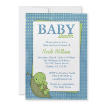 Turtle Blue Polka Dot Baby Shower Invitations