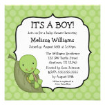 Turtle Green Dots Baby Shower Invitations