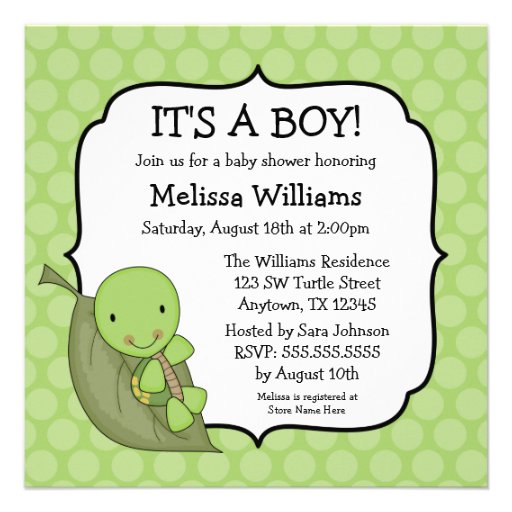 Turtle Green Dots Baby Shower Invitations - Zazzle.com.au