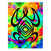 Turtle Symmetry Tiedye Postcards