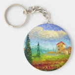 Tuscany HIlside with Poppies Keychain