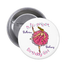 Tutu Sweet Birthday Girl Button