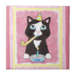 Tuxedo Birthday Cat CeramicTile / Trivet