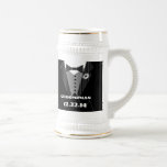 Tuxedo Bow Tie Gerber Daisy Groomsman Stein - Mugs