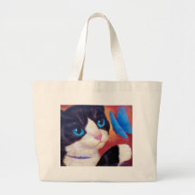 Tuxedo Cat Butterfly Painting - Multi Bags