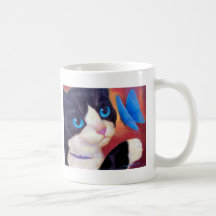Tuxedo Cat Butterfly Painting - Multi Mug