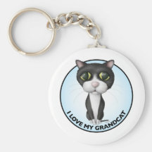 Tuxedo Cat - I Love My Grandcat Key Chain