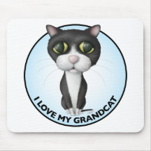 Tuxedo Cat - I Love My Grandcat Mousepads