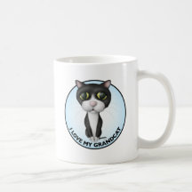 Tuxedo Cat - I Love My Grandcat Mugs