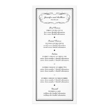 Tuxedo Menu with Black Border on White Customized Rack Card