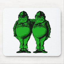 Tweedle Dee and Tweedle Dum Inked Green Fill Mousepad